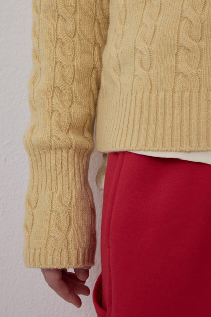 CORSET CUFF CABLE KNIT YELLOW