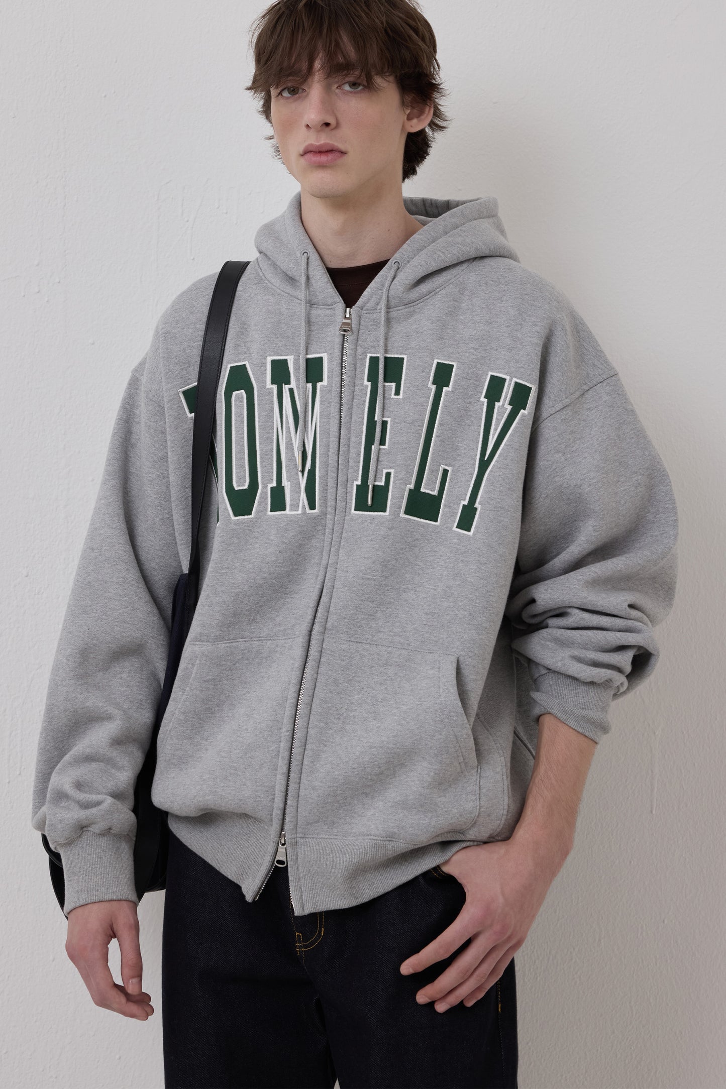 LONELY/LOVELY FLUFF HOODIE ZIP-UP GRAY
