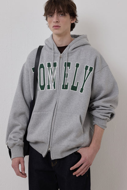 LONELY/LOVELY FLUFF HOODIE ZIP-UP GRAY