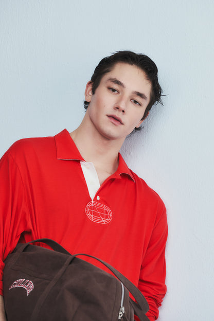 RELAXED LONG-SLEEVE POLO RED