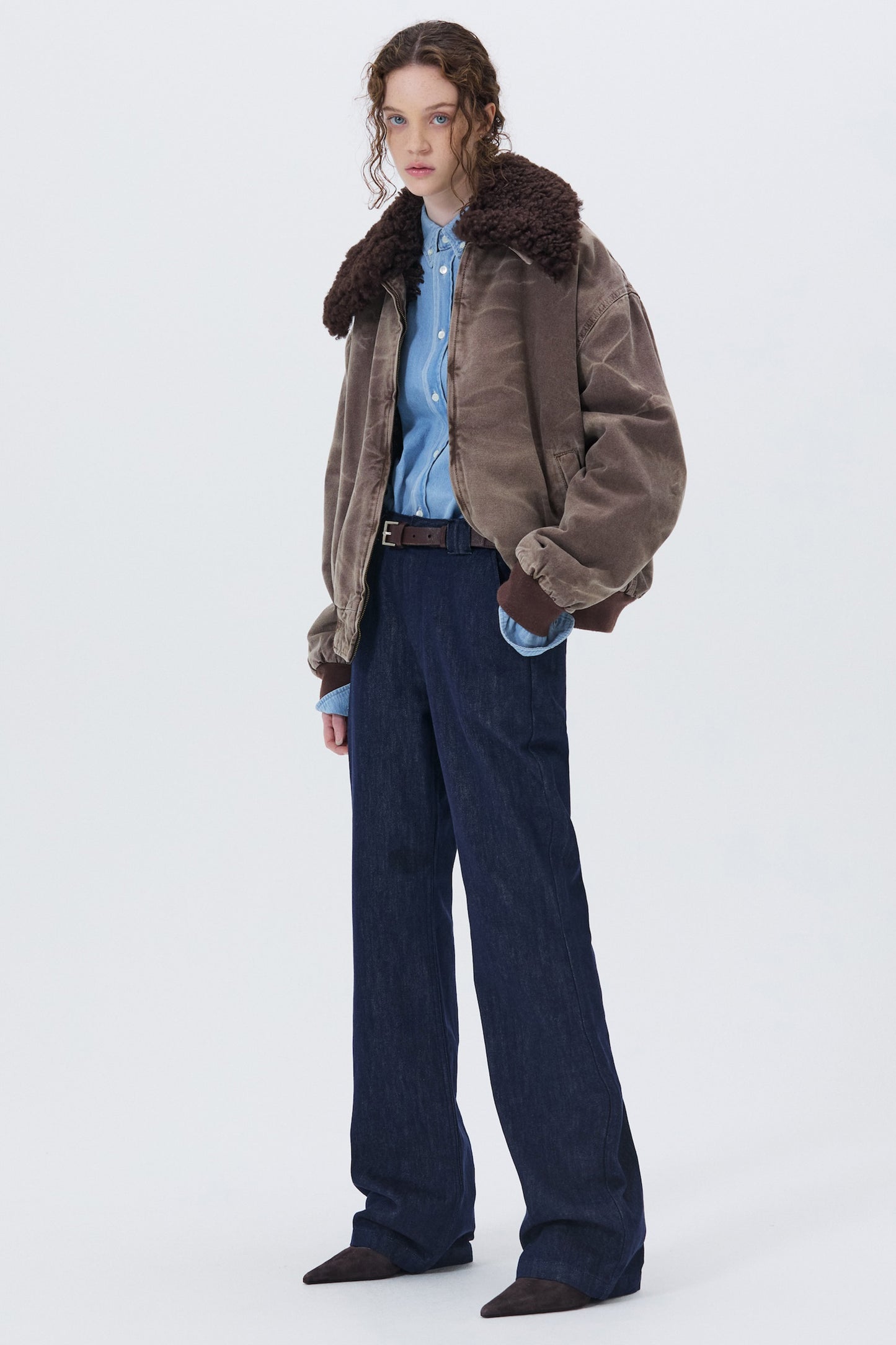 MINIMAL FLARE DENIM PANTS DARK BLUE