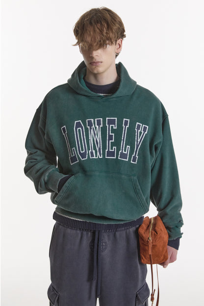 LONELY/LOVELY SALT WASHED HOODIE GREEN