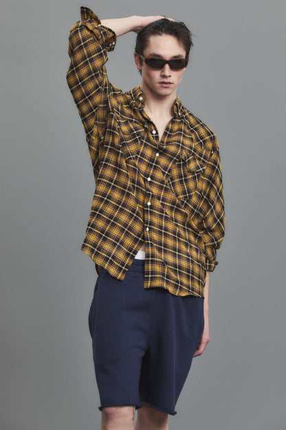 SOFT SHEER CHECK SHIRT YELLOW