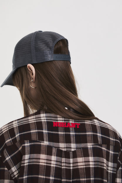 SOFT SHEER CHECK SHIRT BROWN