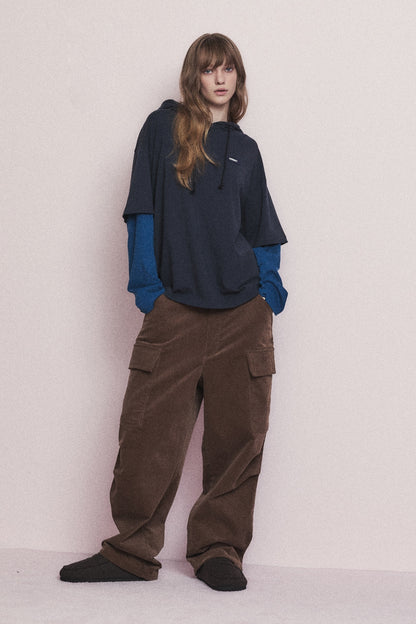 SOFT LAYERED HOODIE T-SHIRT NAVY