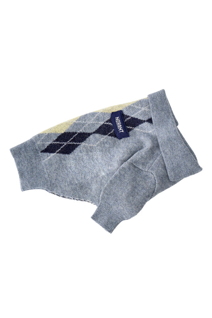 PET ARGYLE JACQUARD KNIT GRAY