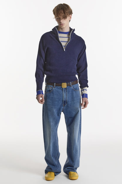 90's QUARTER-ZIP KNIT NAVY