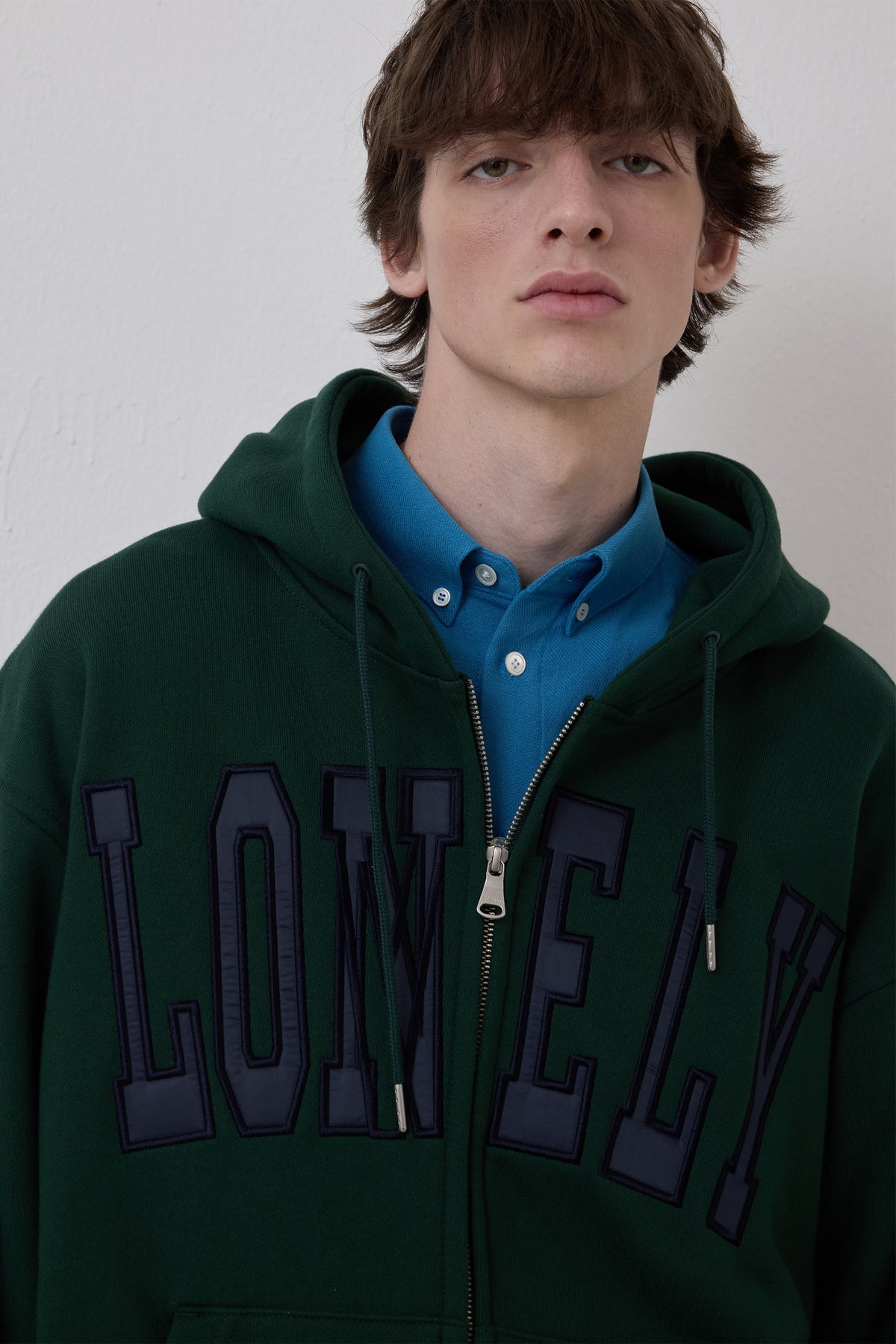LONELY/LOVELY FLUFF HOODIE ZIP-UP GREEN