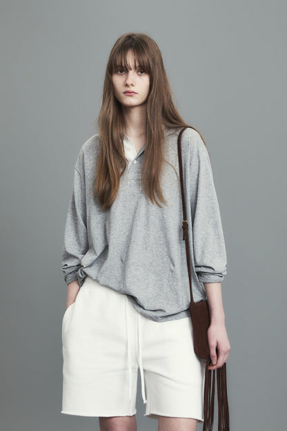 RELAXED LONG-SLEEVE POLO GRAY