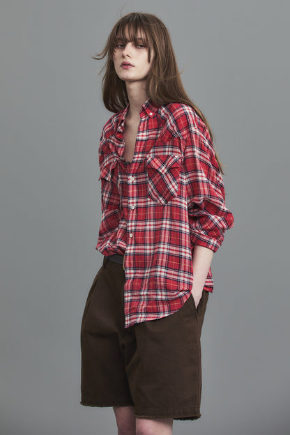 SOFT SHEER CHECK SHIRT RED