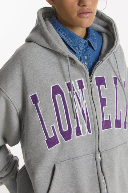 LONELY/LOVELY WASHED HOODIE ZIP-UP GRAY