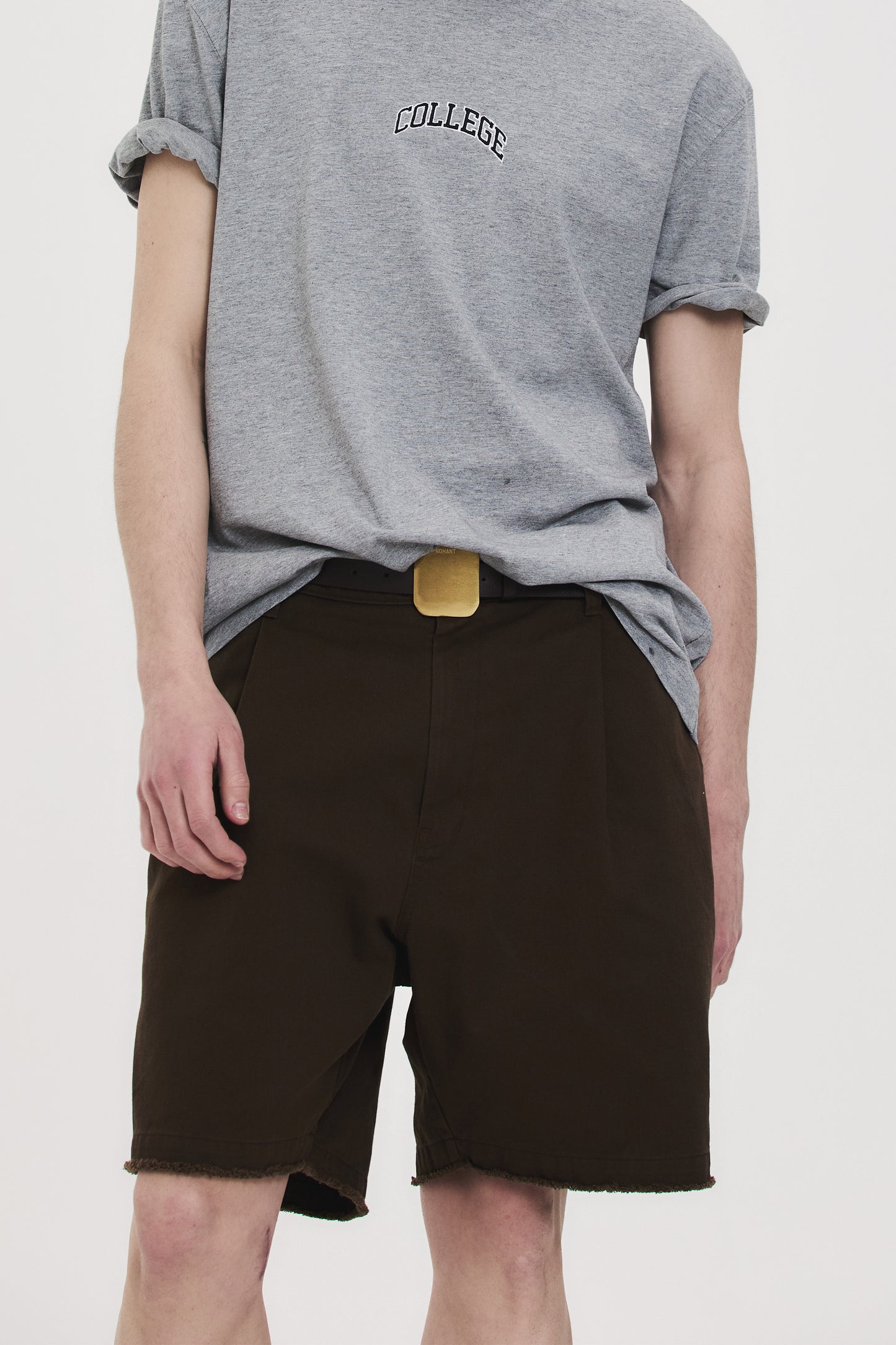 FRINGED CHINO SHORTS BROWN