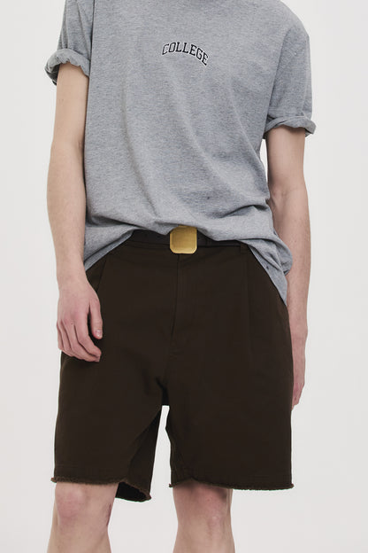 FRINGED CHINO SHORTS BROWN