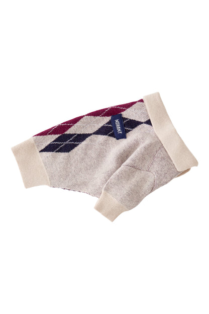 PET ARGYLE JACQUARD KNIT BEIGE