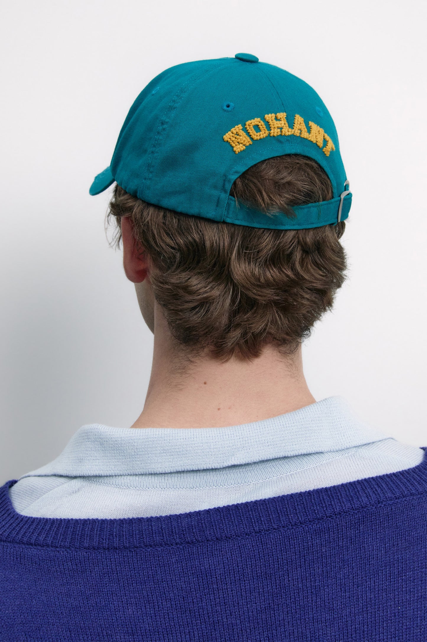 LAYERED V-NECK COLLAR KNIT BLUE