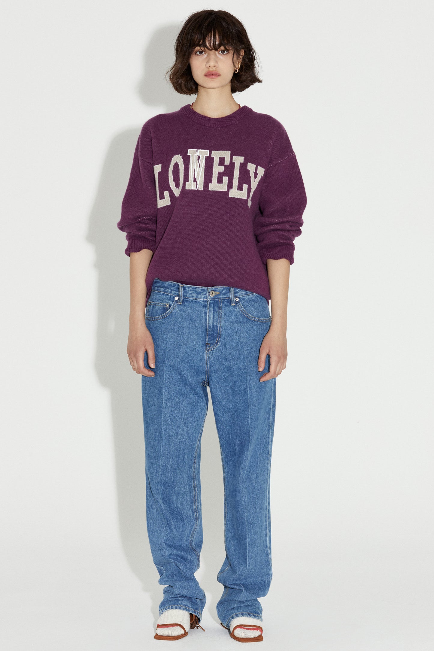 LONELY/LOVELY CASHMERE KNIT SWEATER PURPLE