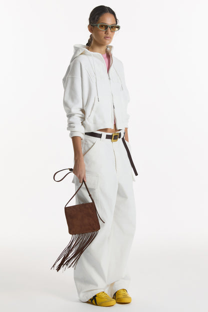 FRINGE MINI CROSSBODY BAG BROWN