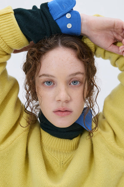 ESSENTIAL CASHMERE KNIT SWEATER LIME