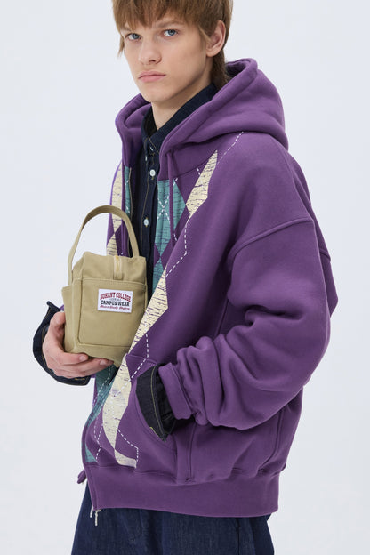 HEAVYWEIGHT ARGYLE HOODIE ZIP-UP PURPLE