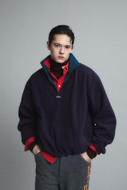 COLOR BLOCK HALF-ZIP FLEECE NAVY