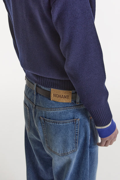WASHED STRAIGHT DENIM PANTS MID BLUE(MEN'S)