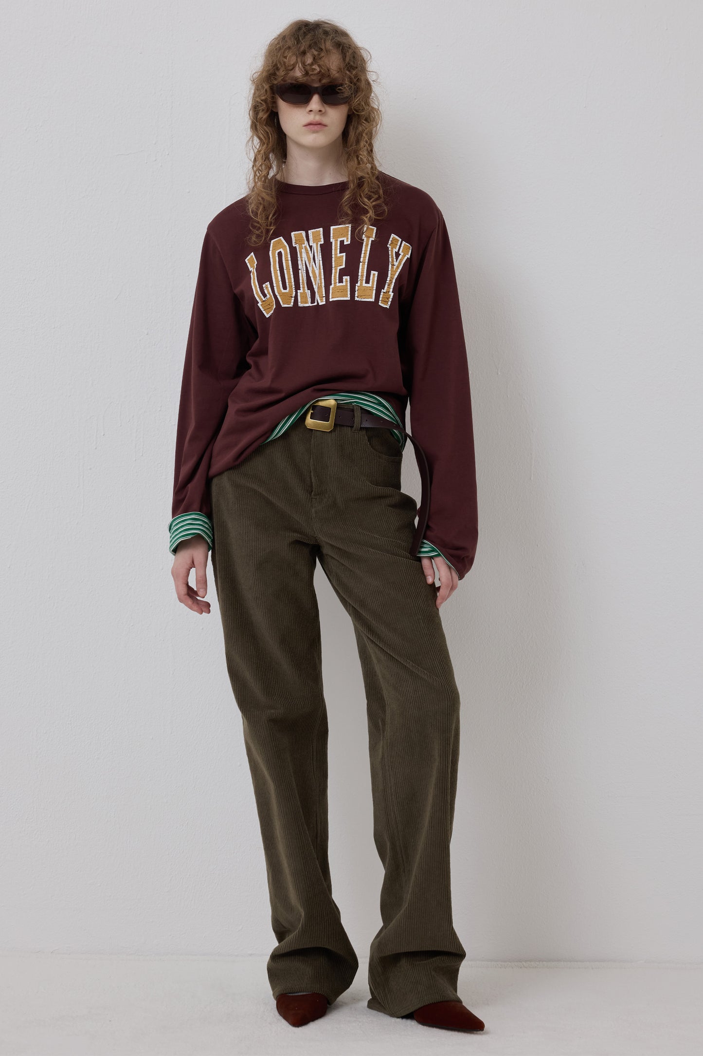 LONELY/LOVELY REVERSIBLE LONG SLEEVE T-SHIRT BURGUNDY