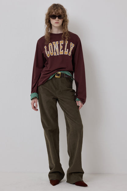 LONELY/LOVELY REVERSIBLE LONG SLEEVE T-SHIRT BURGUNDY