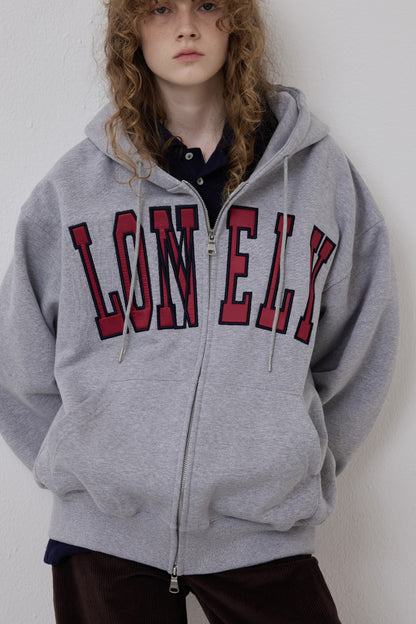 LONELY/LOVELY FLUFF HOODIE ZIP-UP GRAY