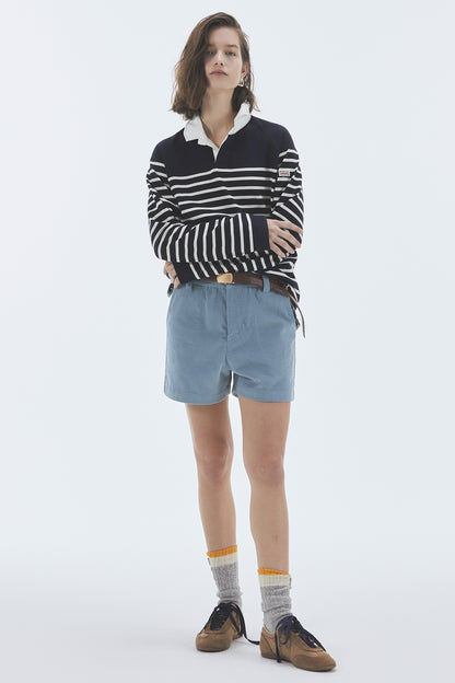 WIRE STRIPE RUGBY LONG SLEEVE T-SHIRT NAVY