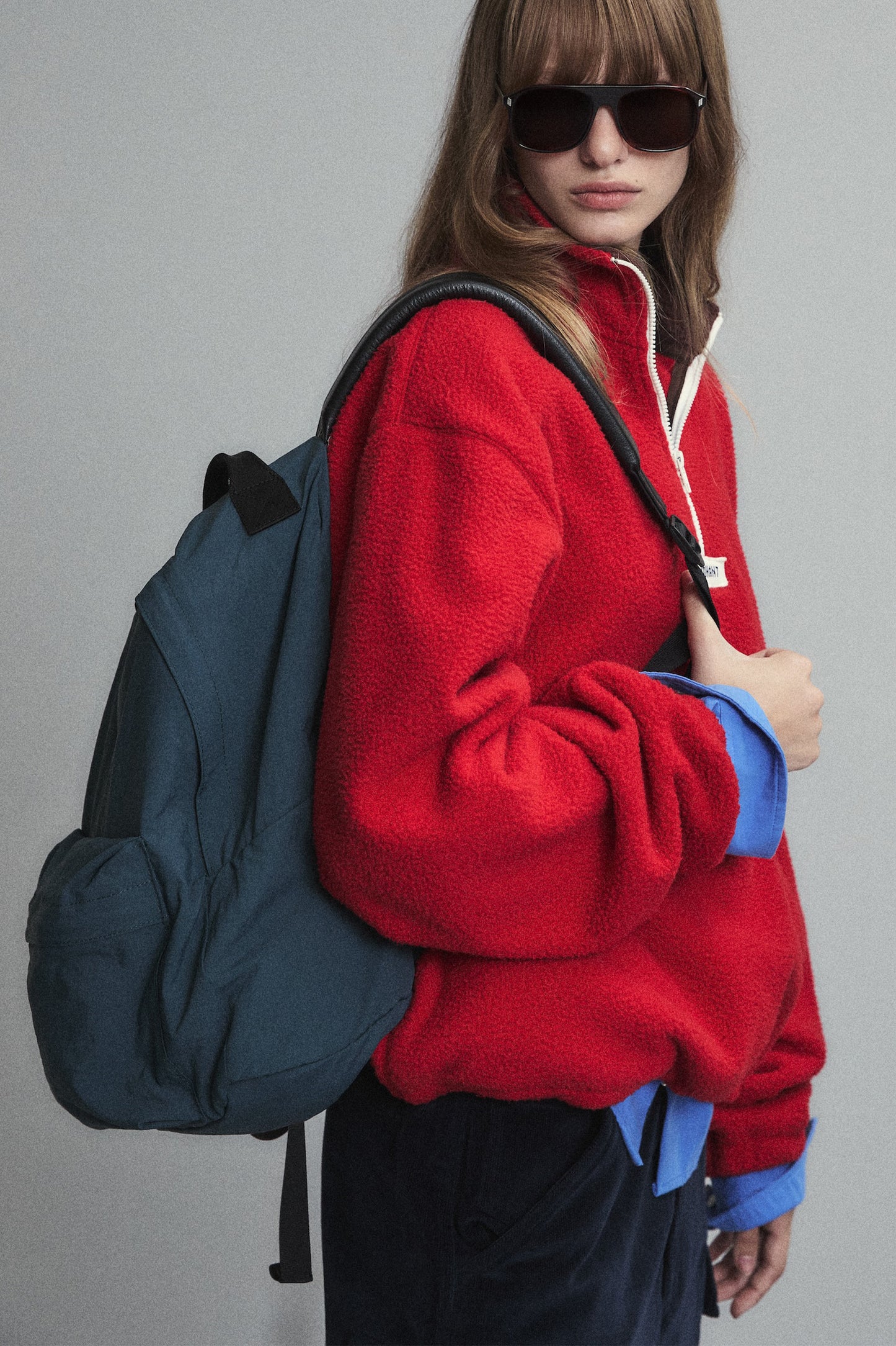 COLOR BLOCK HALF-ZIP FLEECE RED