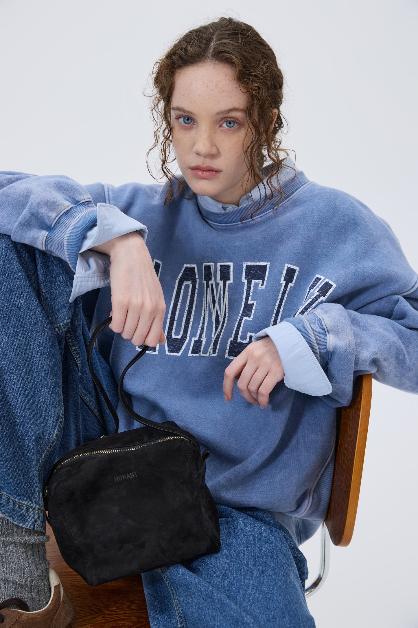 LONELY/LOVELY WASHED SWEATSHIRT BLUE