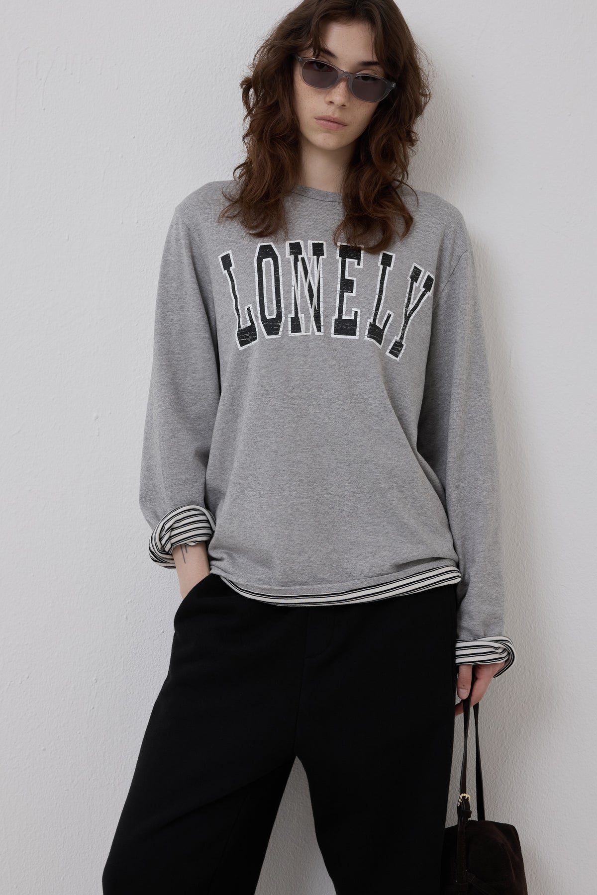 LONELY/LOVELY REVERSIBLE LONG SLEEVE T-SHIRT GRAY