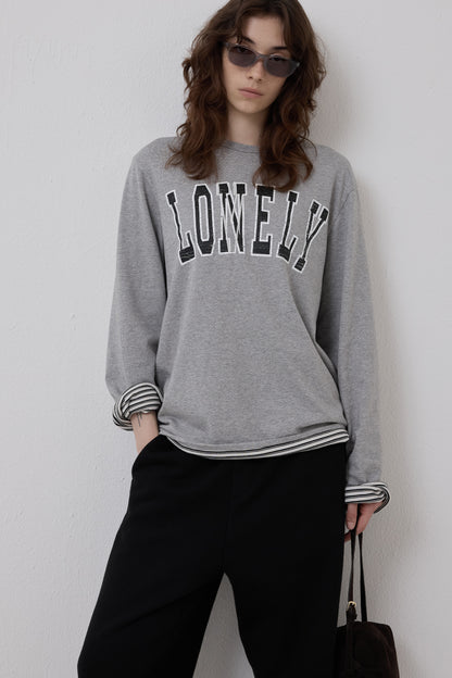 LONELY/LOVELY REVERSIBLE LONG SLEEVE T-SHIRT GRAY