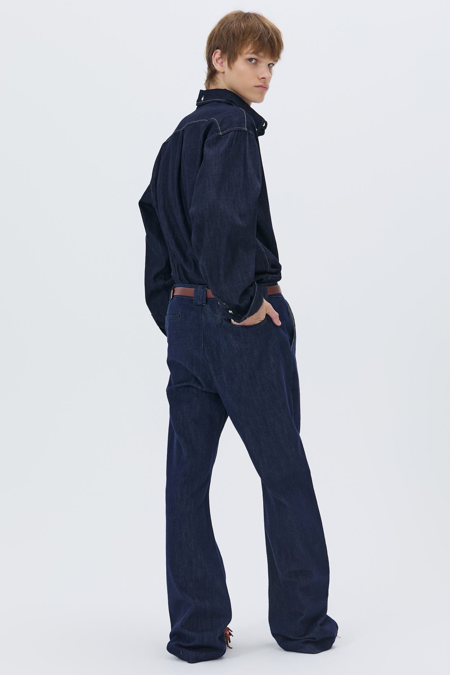 WASHED DENIM SHIRT DARK BLUE