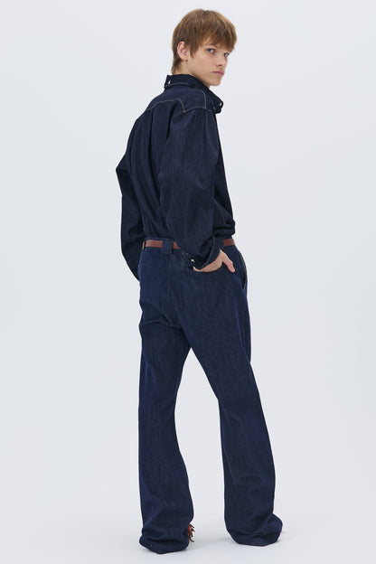 WASHED DENIM SHIRT DARK BLUE