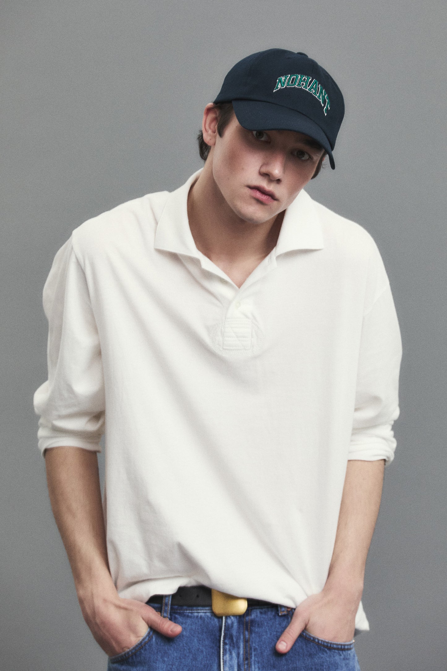 RELAXED LONG-SLEEVE POLO WHITE