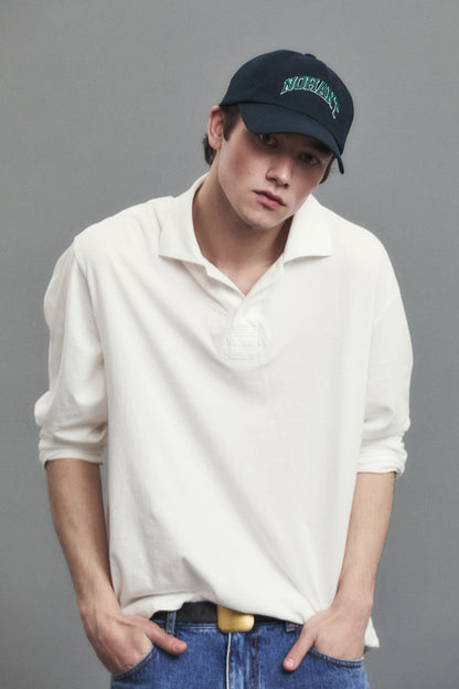 RELAXED LONG-SLEEVE POLO WHITE