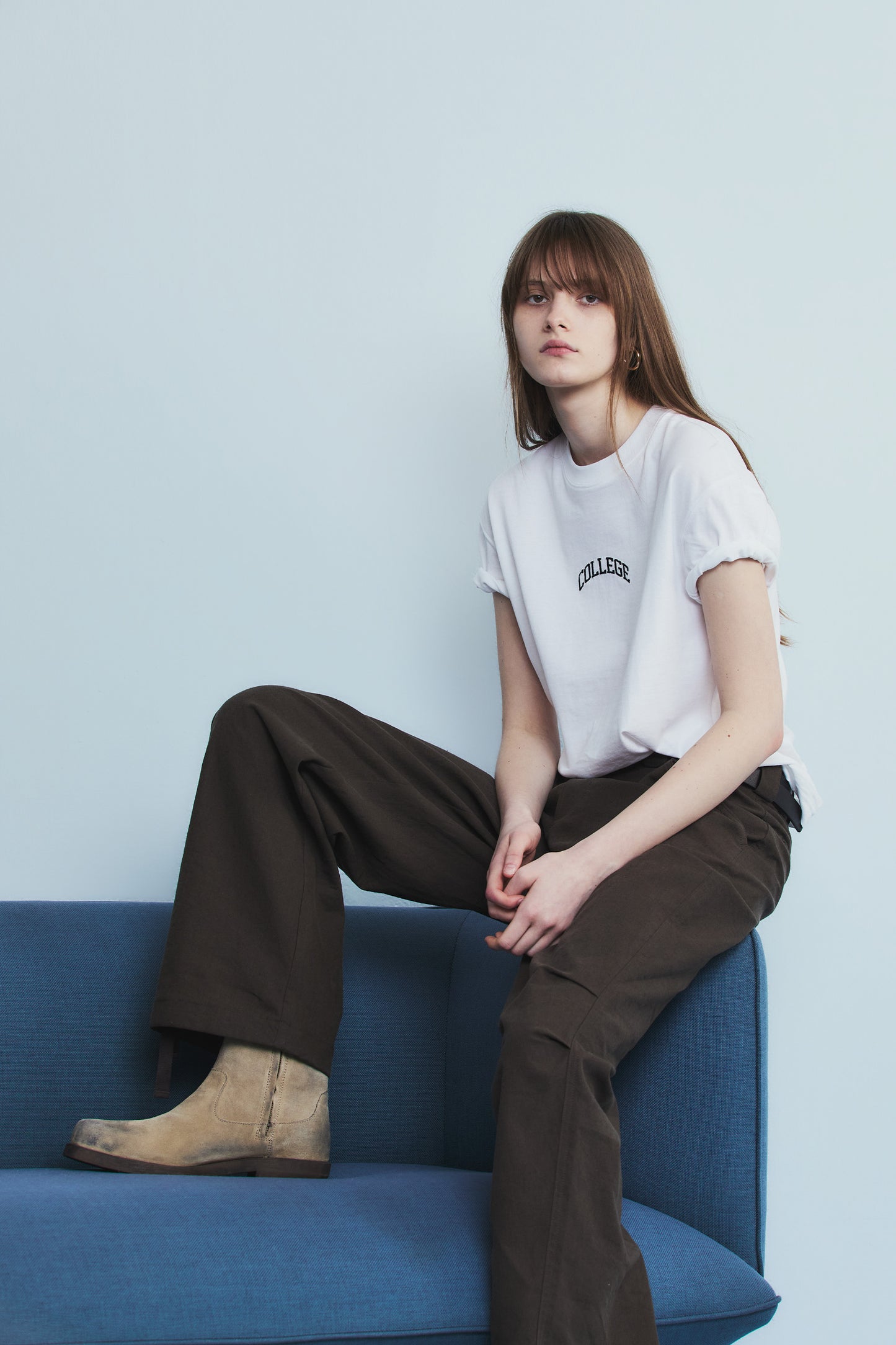 LINEN PINTUCK PANTS BROWN