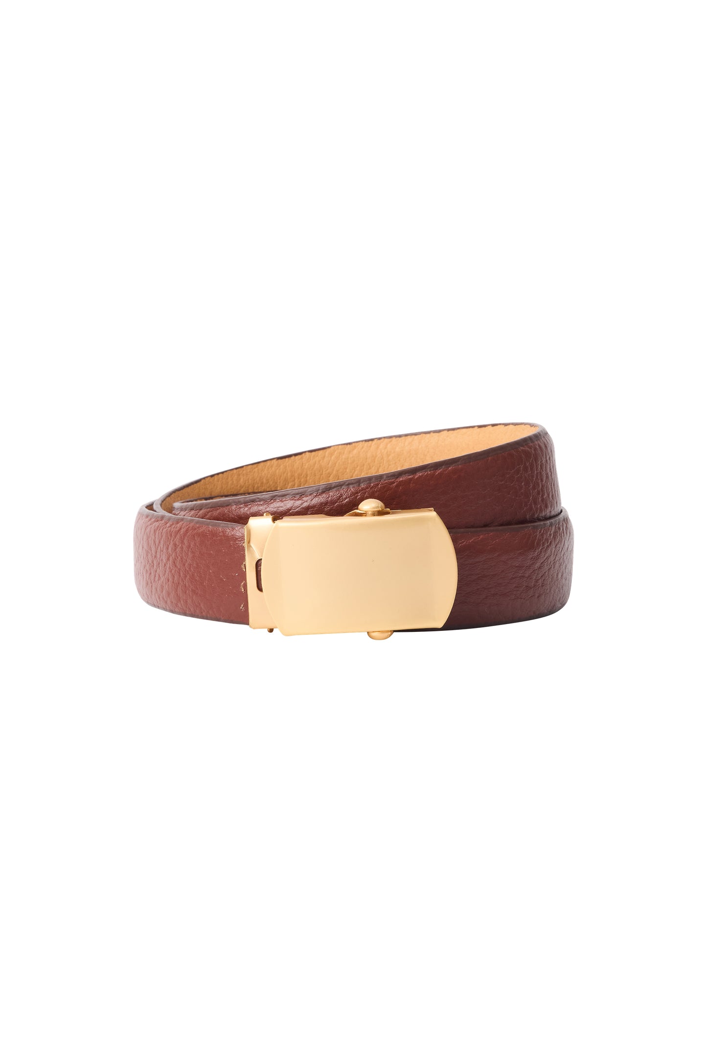 LEATHER CLIP BELT BROWN