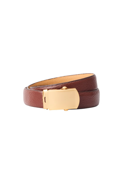 LEATHER CLIP BELT BROWN