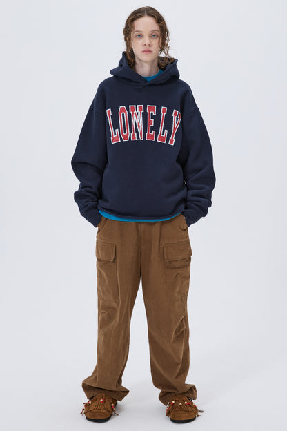 LONELY/LOVELY FLUFF CUT OFF HOODIE NAVY