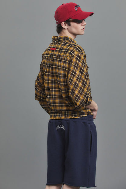 COLLEGE LOGO SWEAT SHORTS NAVY