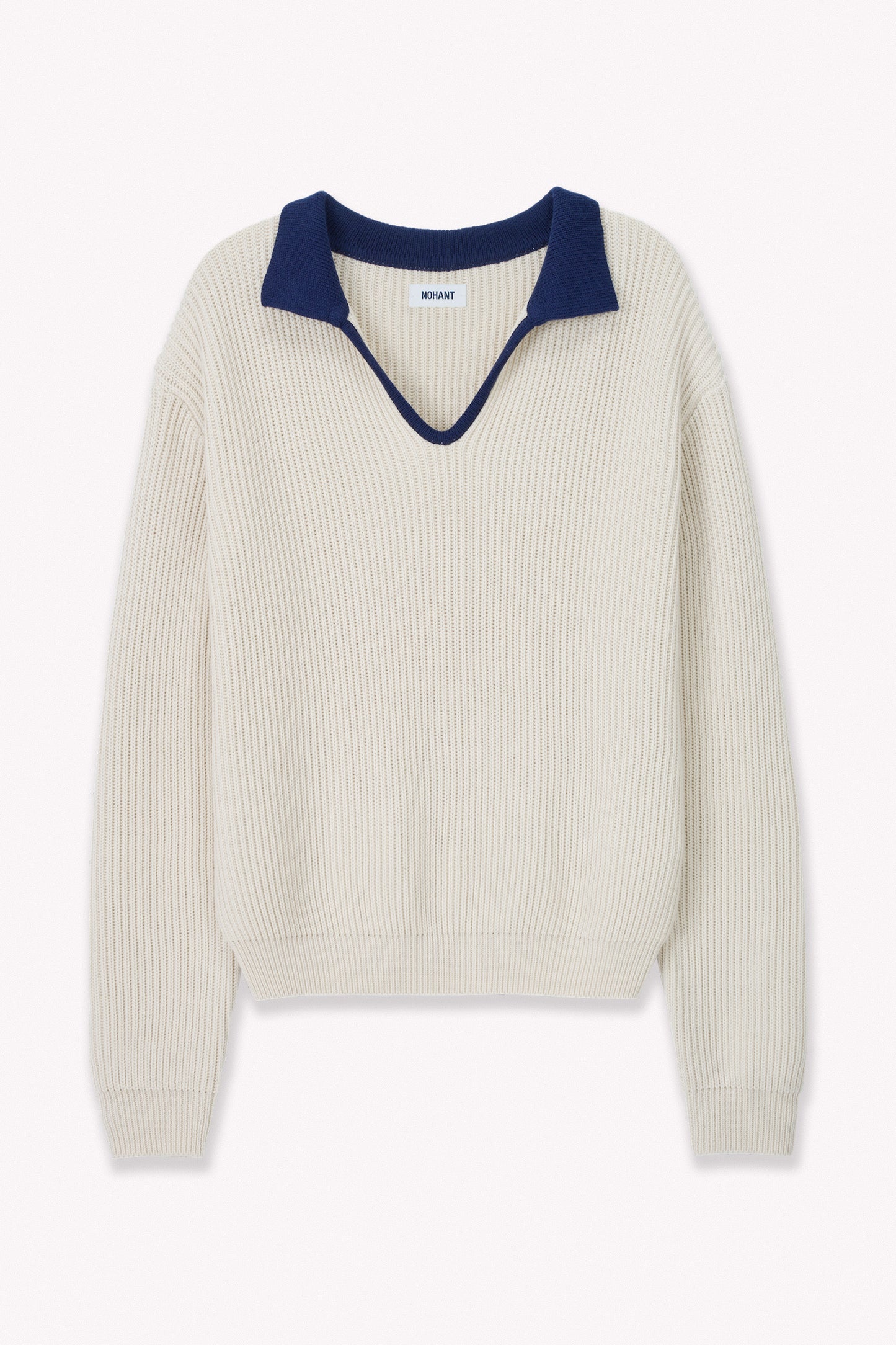 RIBBED V-NECK KNIT IVORY