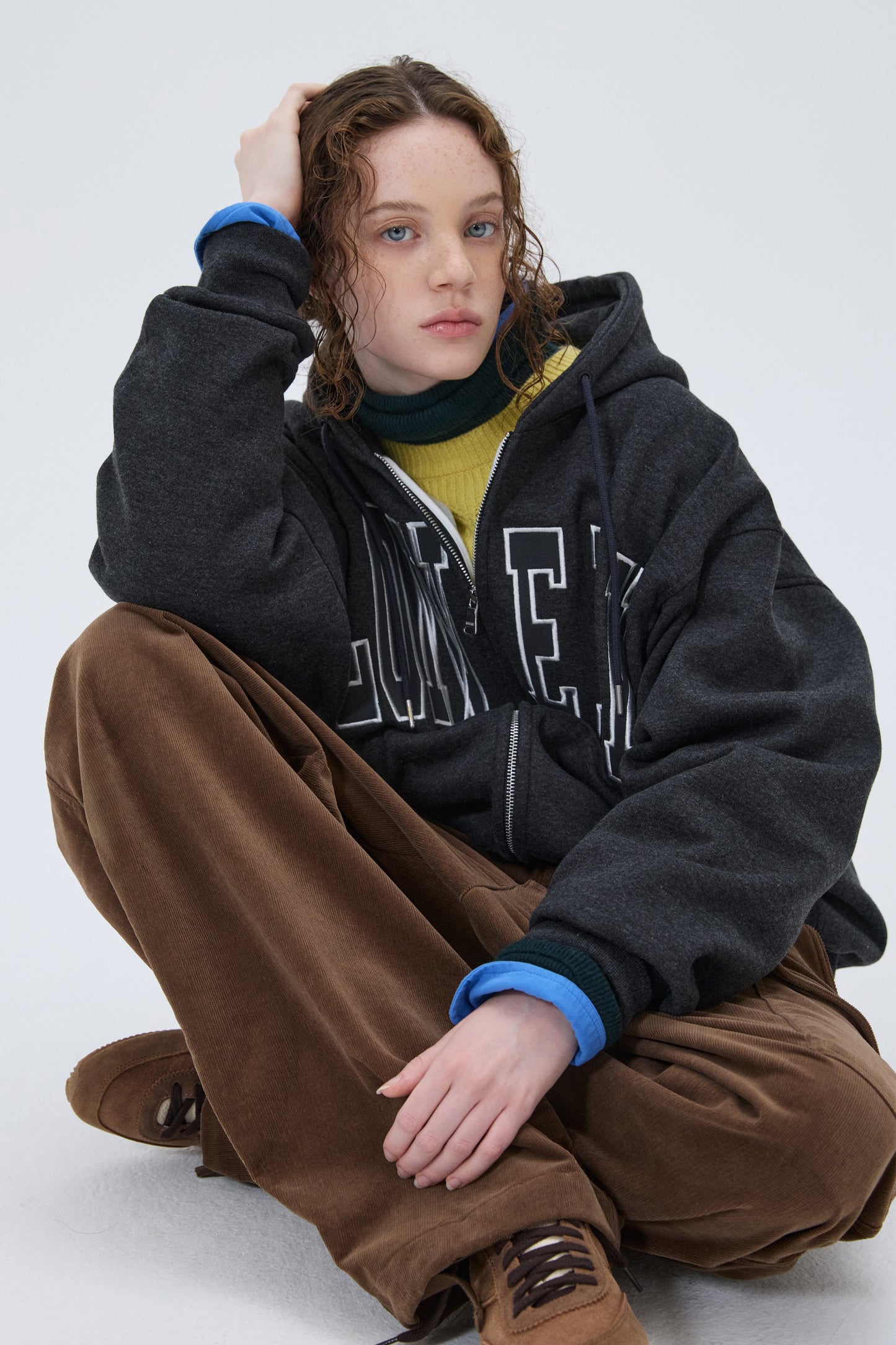 LONELY/LOVELY FLUFF HOODIE ZIP-UP CHARCOAL