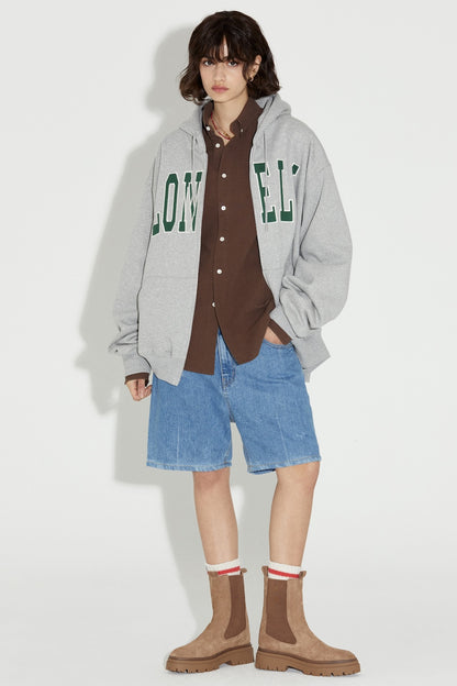 LONELY/LOVELY FLUFF HOODIE ZIP-UP GRAY