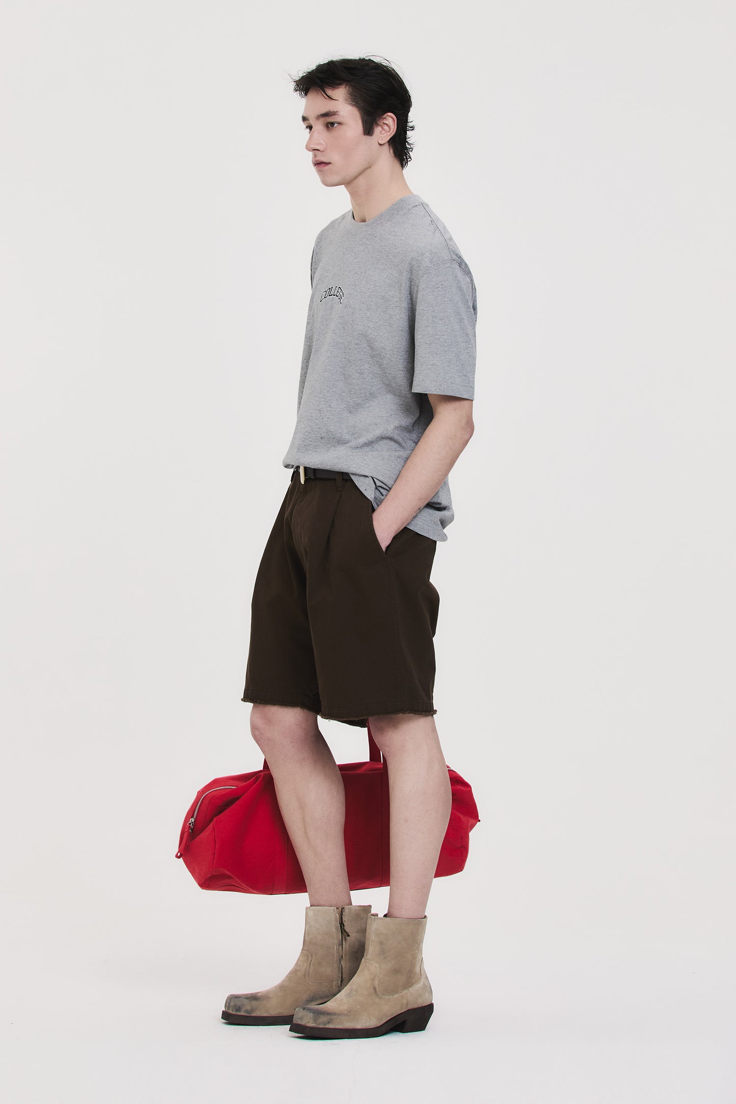 FRINGED CHINO SHORTS BROWN