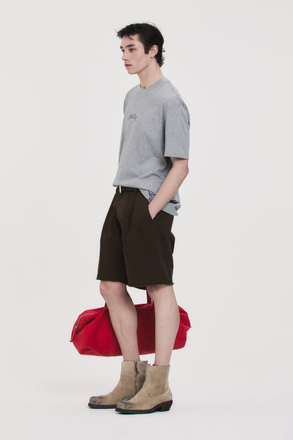 FRINGED CHINO SHORTS BROWN