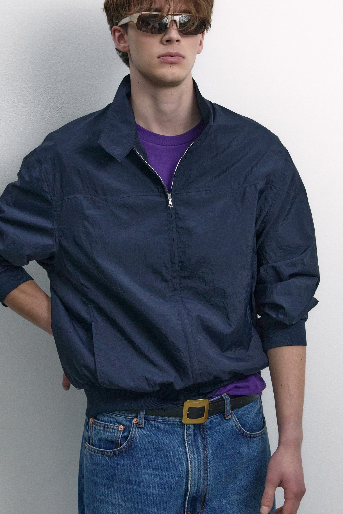 LIGHT STAND-COLLAR BLOUSON NAVY