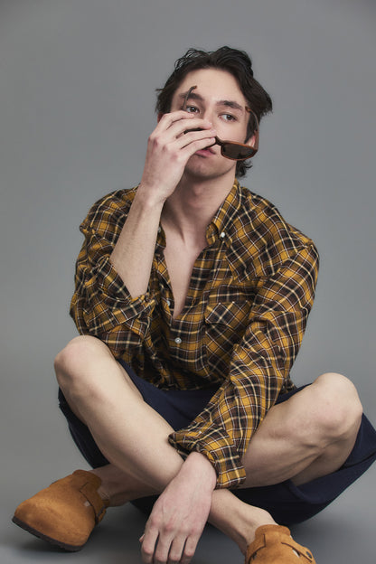 SOFT SHEER CHECK SHIRT YELLOW