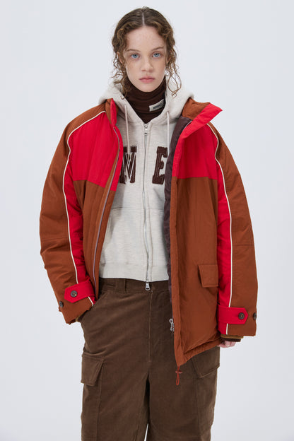 COLOR BLOCK PADDING JUMPER BROWN